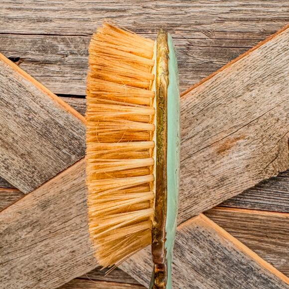 Antique Vanity Dressing Table Brush Set-Mint Green w/ Gold Trim-Delicate Floral - Picture 7 of 7